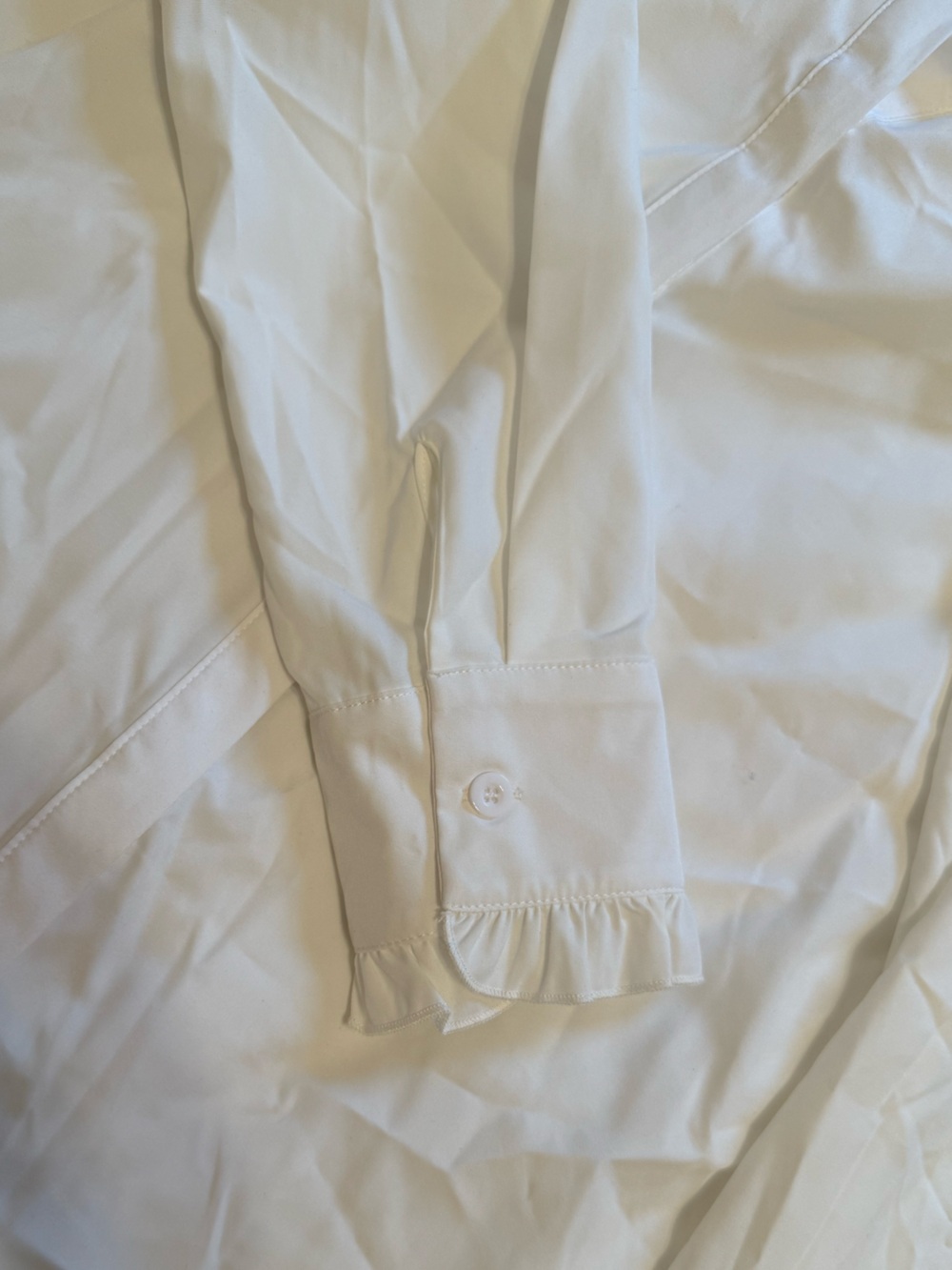 White Ruffle Collar Button-Down Shirt - Picture 3 of 3